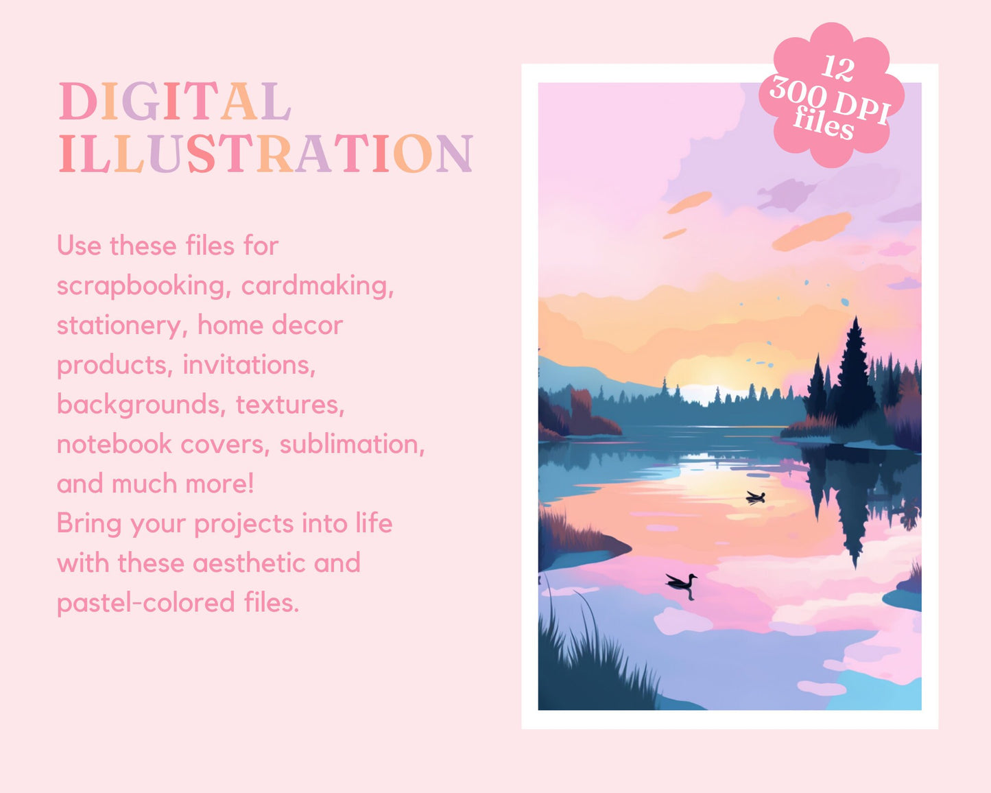 Beach Digital Illustration, Pastel, Sky for Commercial Use