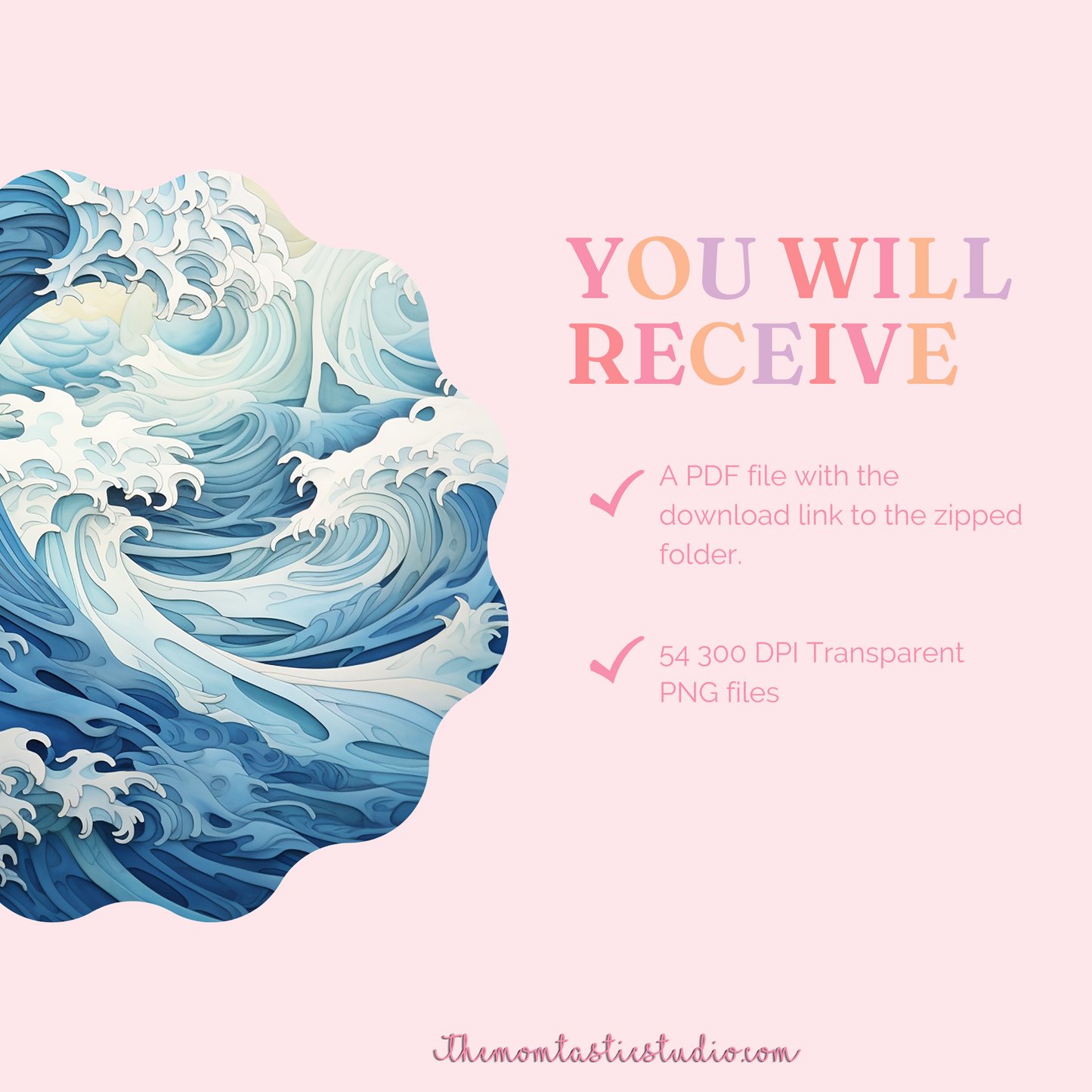 Iridescent Tides Digital Illustration – Instant Download – Commercial Use