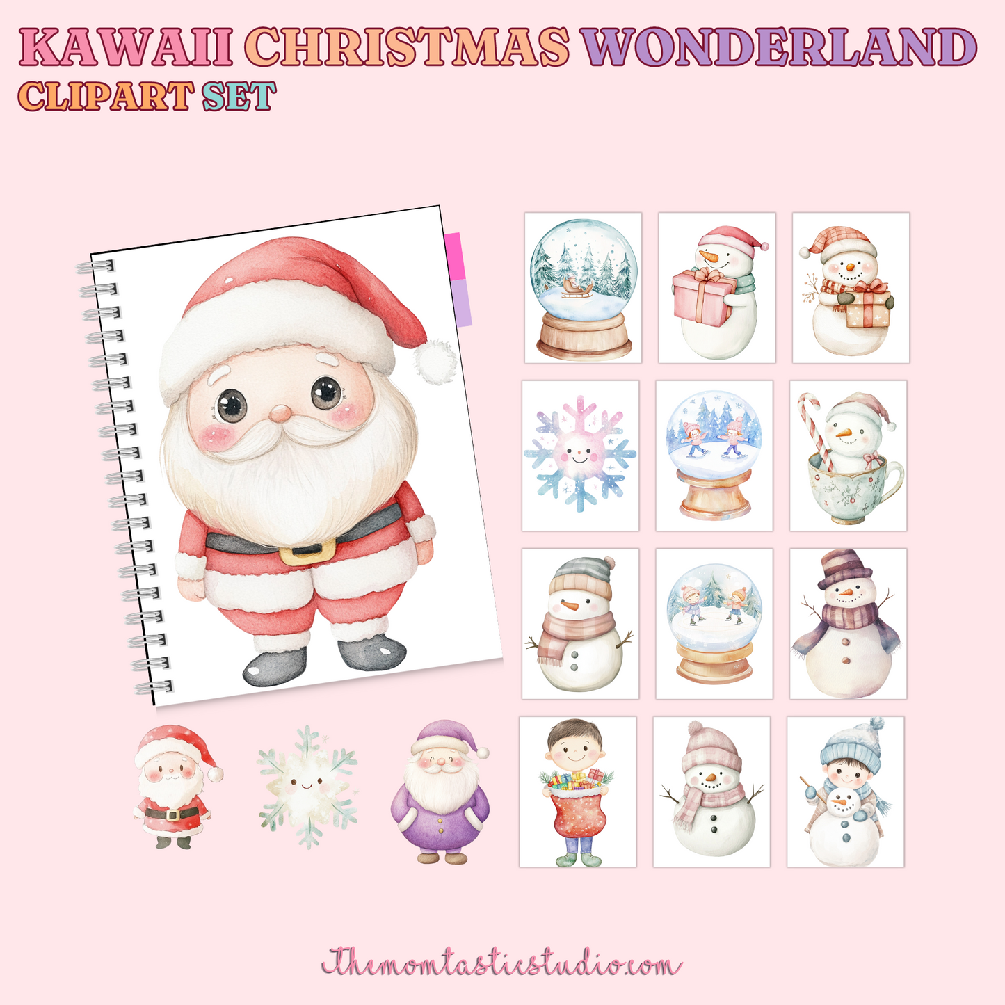 Kawaii Christmas Wonderland Clipart Set - 300 DPI – Instant Download – Commercial Use (Transparent Files)