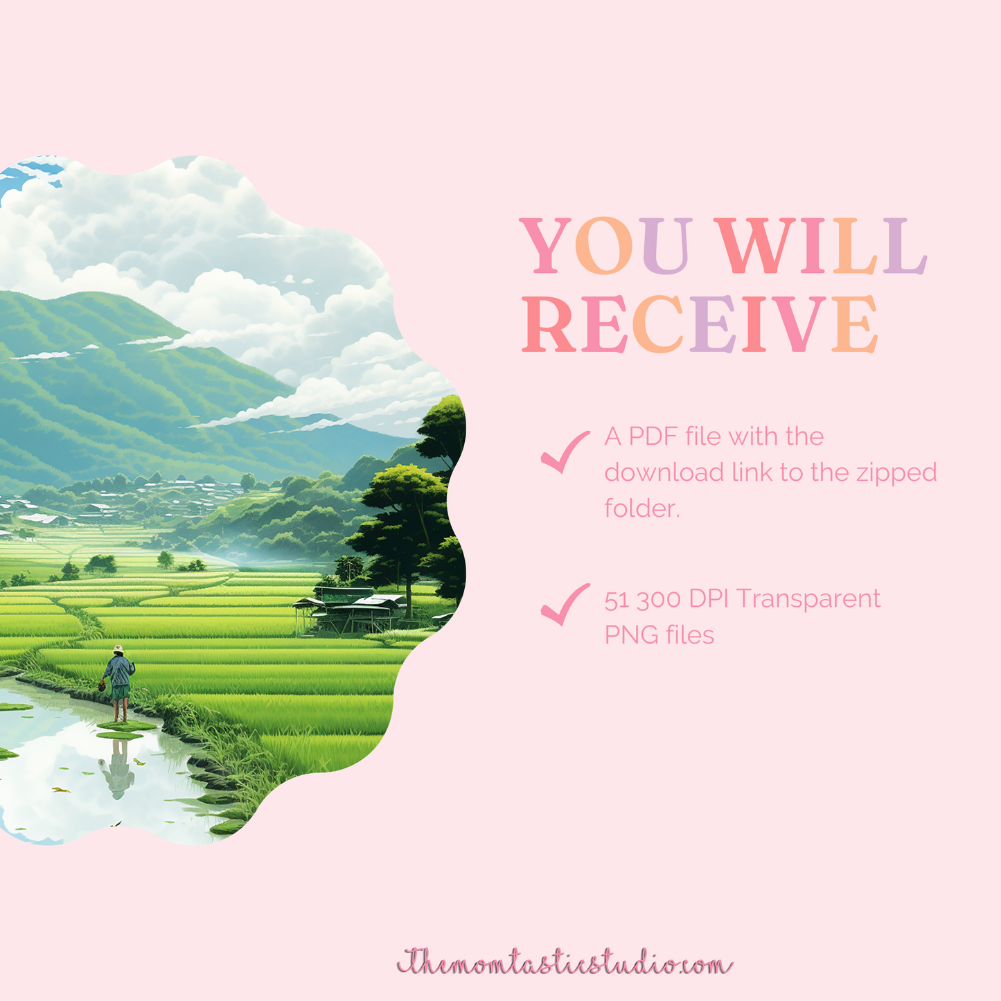 Serene Provincial Life Digital Illustration 300DPI – Instant Download – Commercial Use