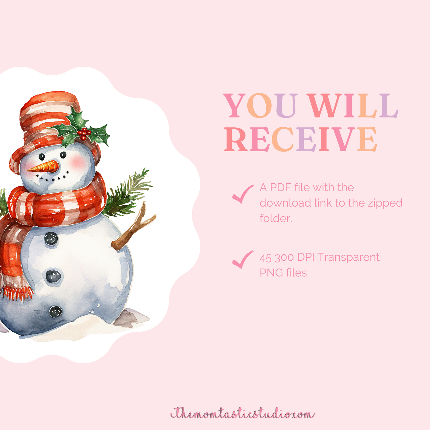 Frosty Snowman Friends Watercolor Cliparts – High-Quality PNG - Transparent Background - Commercial Use