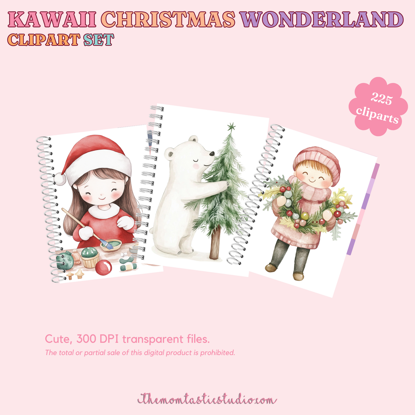 Kawaii Christmas Wonderland Clipart Set - 300 DPI – Instant Download – Commercial Use (Transparent Files)