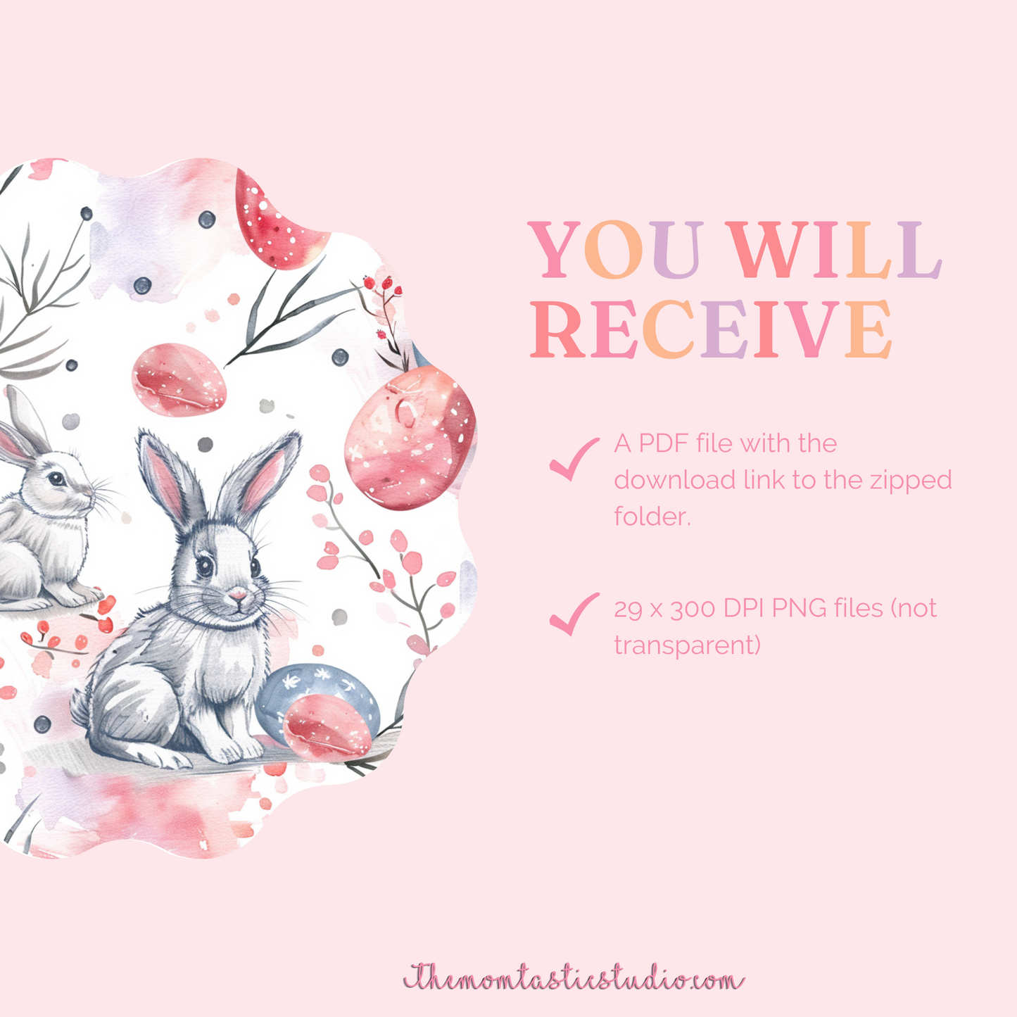 Bunnies Watercolor Seamless Pattern | Cardstocks | Gift Wrappers | Digital Paper | Commercial Use