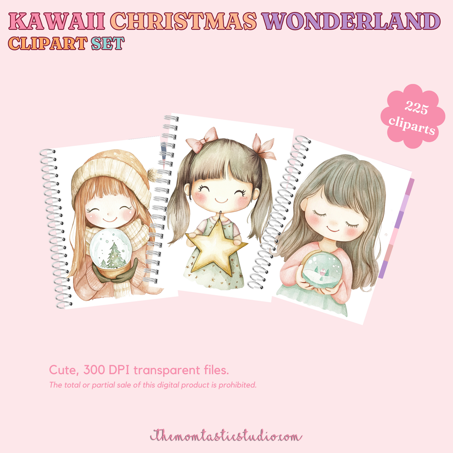 Kawaii Christmas Wonderland Clipart Set - 300 DPI – Instant Download – Commercial Use (Transparent Files)