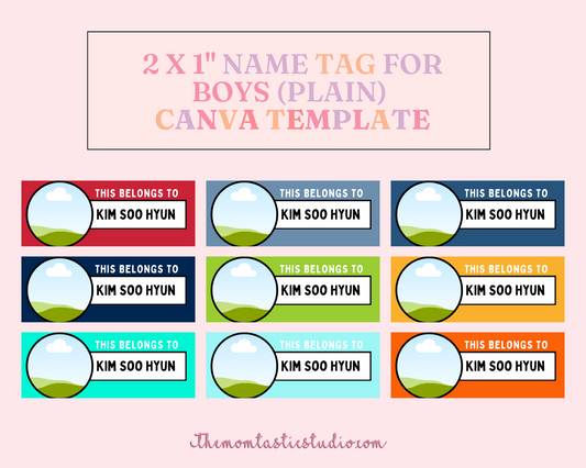 Printable Name Tag Labels for Boys – Instant Download – Canva Editable - Commercial Use