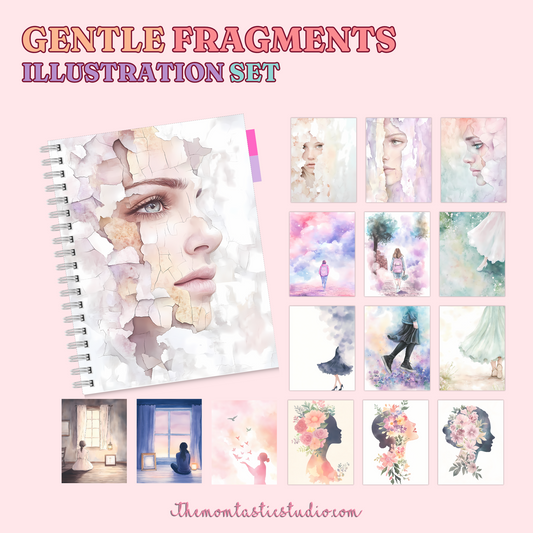 Gentle Fragments Illustration Set - 300 DPI – Instant Download – Commercial Use