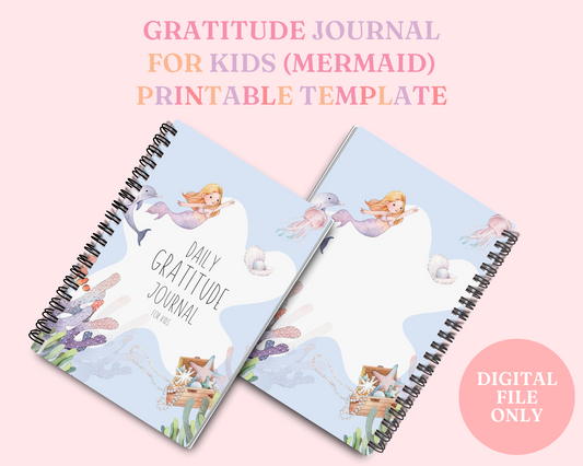 Gratitude Journal for Kids - Mermaid - Printable Template - A4 - PDF File - Commercial License - Reseller Rights