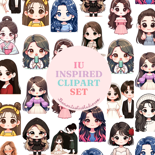 IU-Inspired – Clipart Set - Planner Sticker - High-Quality PNG - Transparent Background - Commercial Use