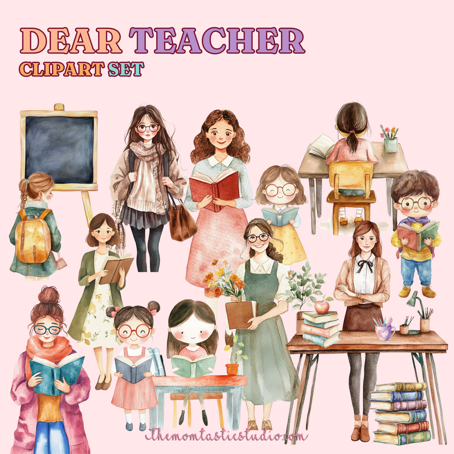 Dear Teacher Clipart Set - 300 DPI – Instant Download – Commercial Use (Transparent Files)