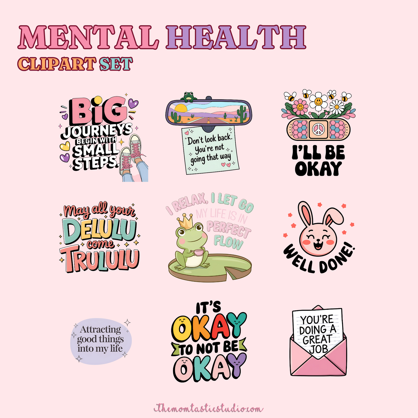 Mental Health Clipart Set - 300 DPI – Instant Download – Commercial Use (Transparent Files)