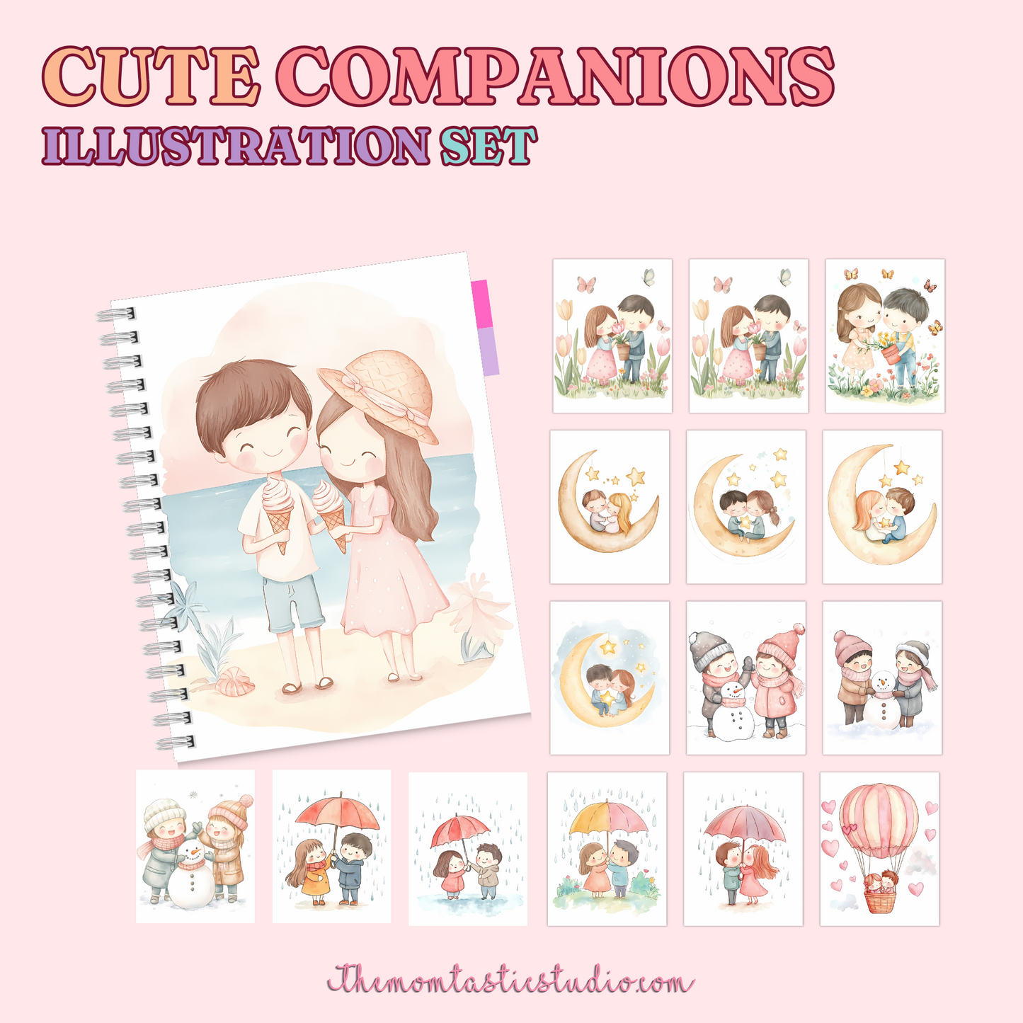 Cute Companions Illustration Set - 300 DPI – Instant Download – Commercial Use