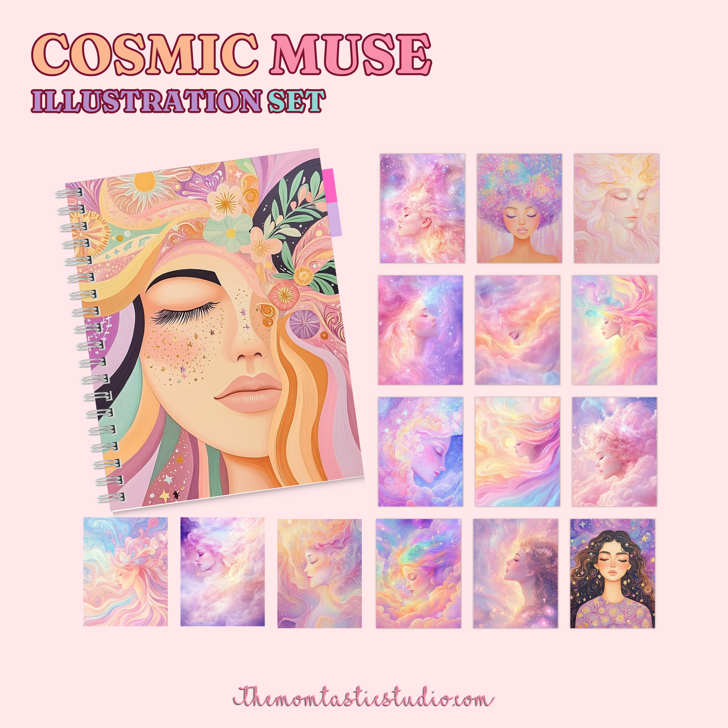 Cosmic Muse Illustration Set - 300 DPI – Instant Download – Commercial Use