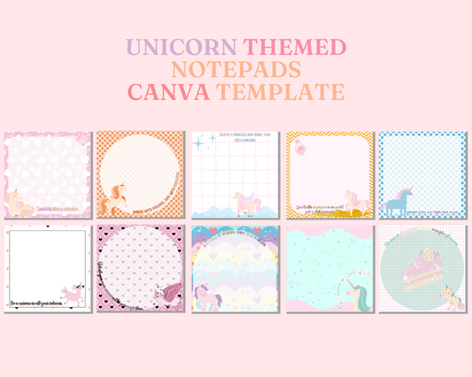Unicorn Themed Notepads - Canva Editable Template (3x5 x 3.5in) - Commercial Use