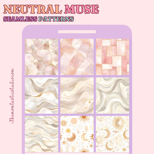 Neutral Muse Seamless Patterns for Commercial Use, Digital Paper - 300 DPI
