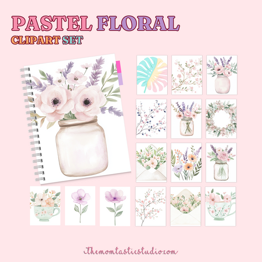 Pastel Floral Clipart Set - 300 DPI – Instant Download – Commercial Use (Transparent Files)