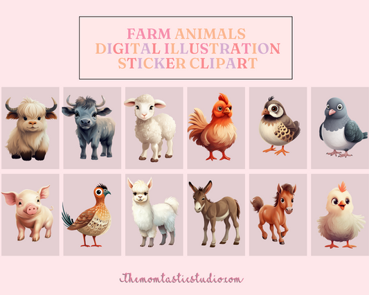 Cute Farm Animals – High-Quality PNG - Transparent Background - Commercial Use