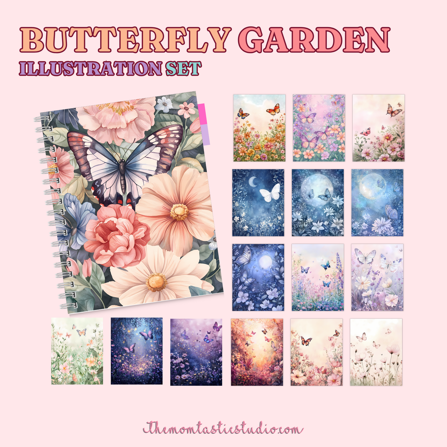 Butterfly Garden Set - 300 DPI – Instant Download – Commercial Use