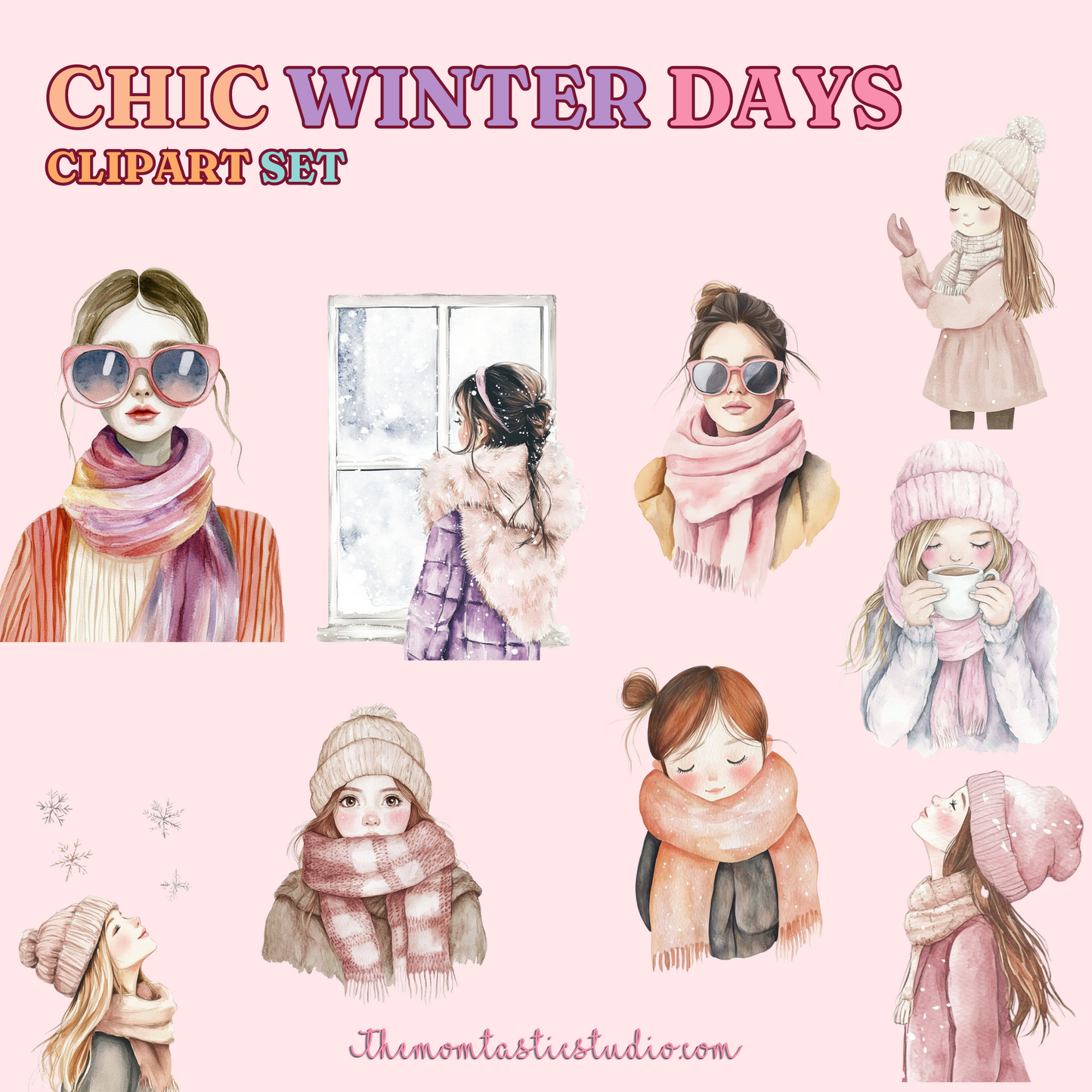 Chic Winter Days Clipart Set - 300 DPI – Instant Download – Commercial Use (Transparent Files)