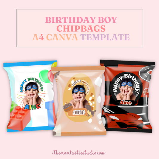 Birthday Boy Chip Bag Template – A4 Size – PDF - Canva Template