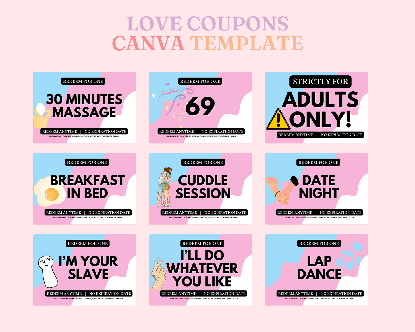 Valentine's Love Coupons – Canva Template  – Instant Download –  Commercial Use