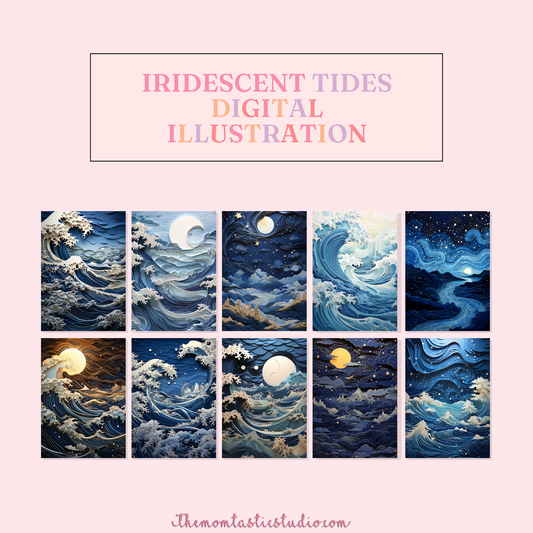 Iridescent Tides Digital Illustration – Instant Download – Commercial Use