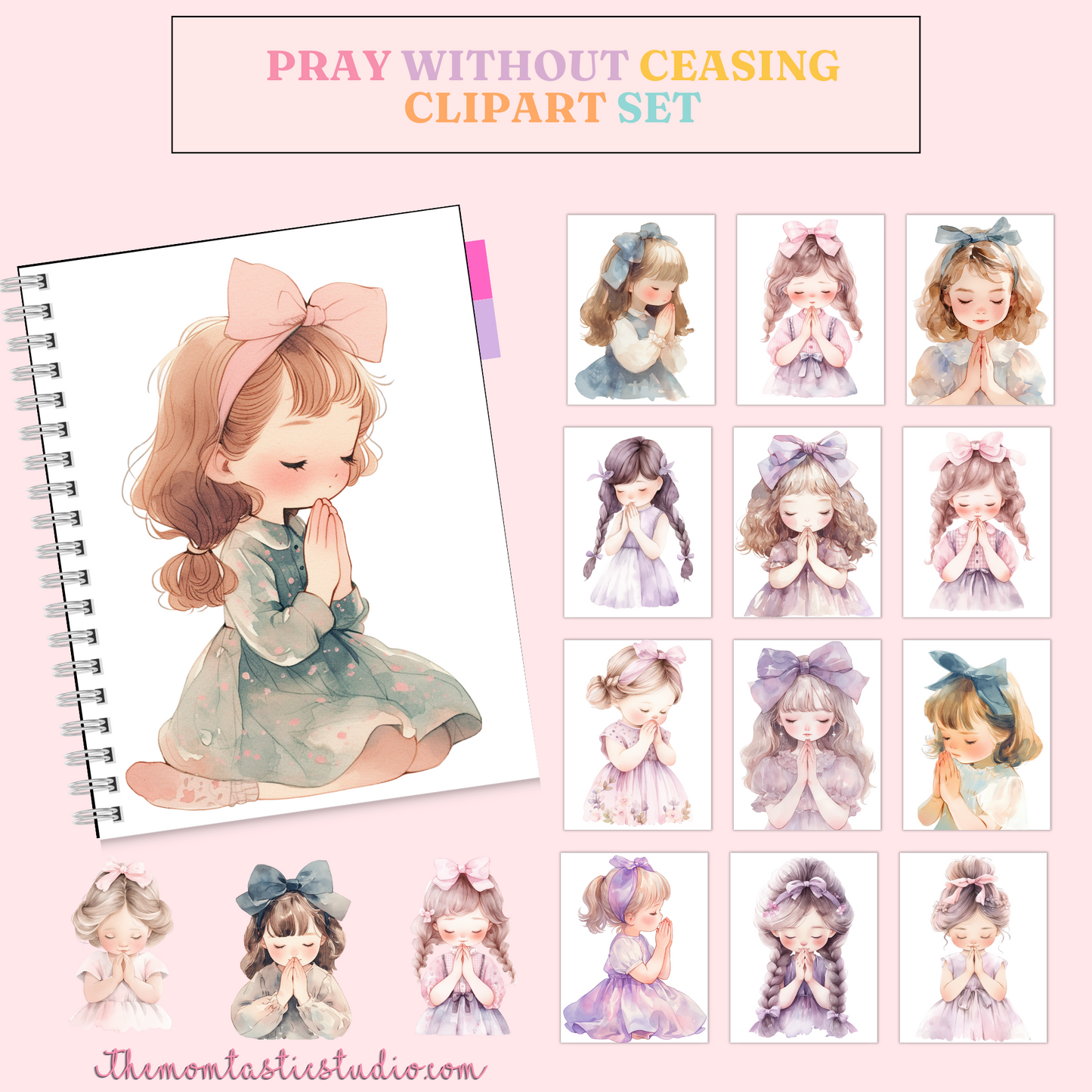 Pray Without Ceasing – Clipart Set - High-Quality PNG - Transparent Background - Commercial Use