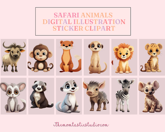 Cute Safari Animals – High-Quality PNG - Transparent Background - Commercial Use