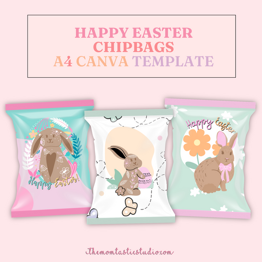 Happy Easter Chip Bag Template – A4 Size – PDF - Canva Template
