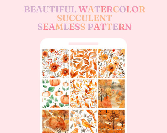 Autumn Day Watercolor Seamless Pattern, Watercolor Pattern for Commercial Use