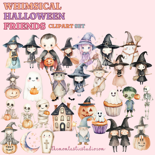 Whimsical Halloween Friends - 300 DPI – Instant Download – Commercial Use (Transparent Files)