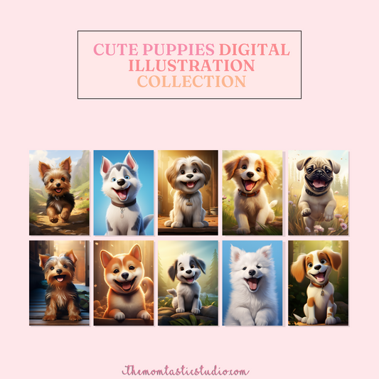 Cute Puppies Images 300DPI – Instant Download – Commercial Use