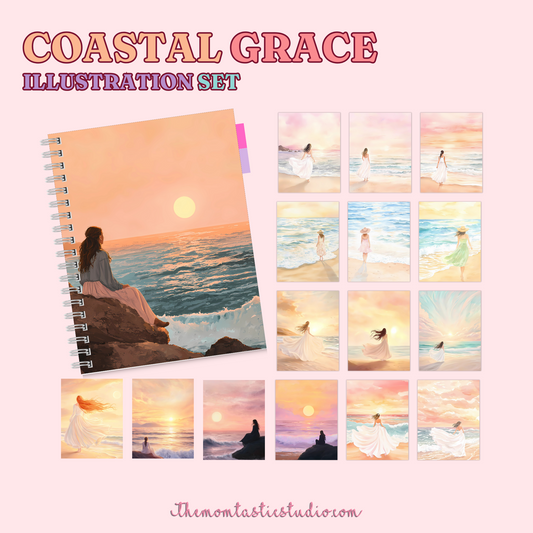 Coastal Grace Illustration Set - 300 DPI – Instant Download – Commercial Use