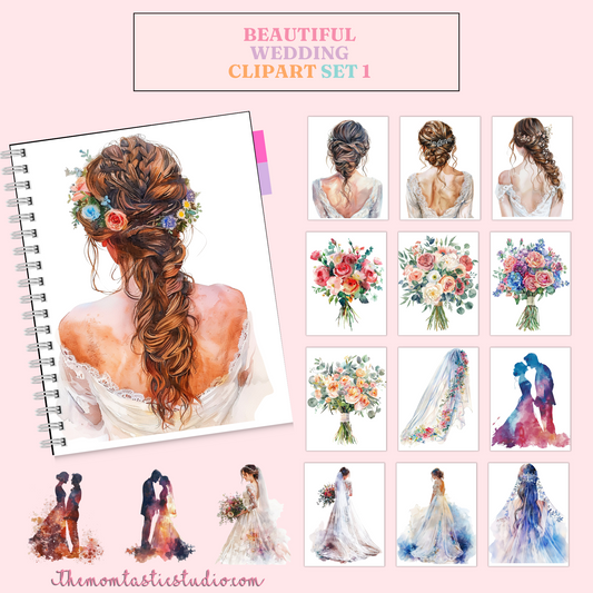 Beautiful Wedding– Clipart Set 1 - High-Quality PNG - Transparent Background - Commercial Use