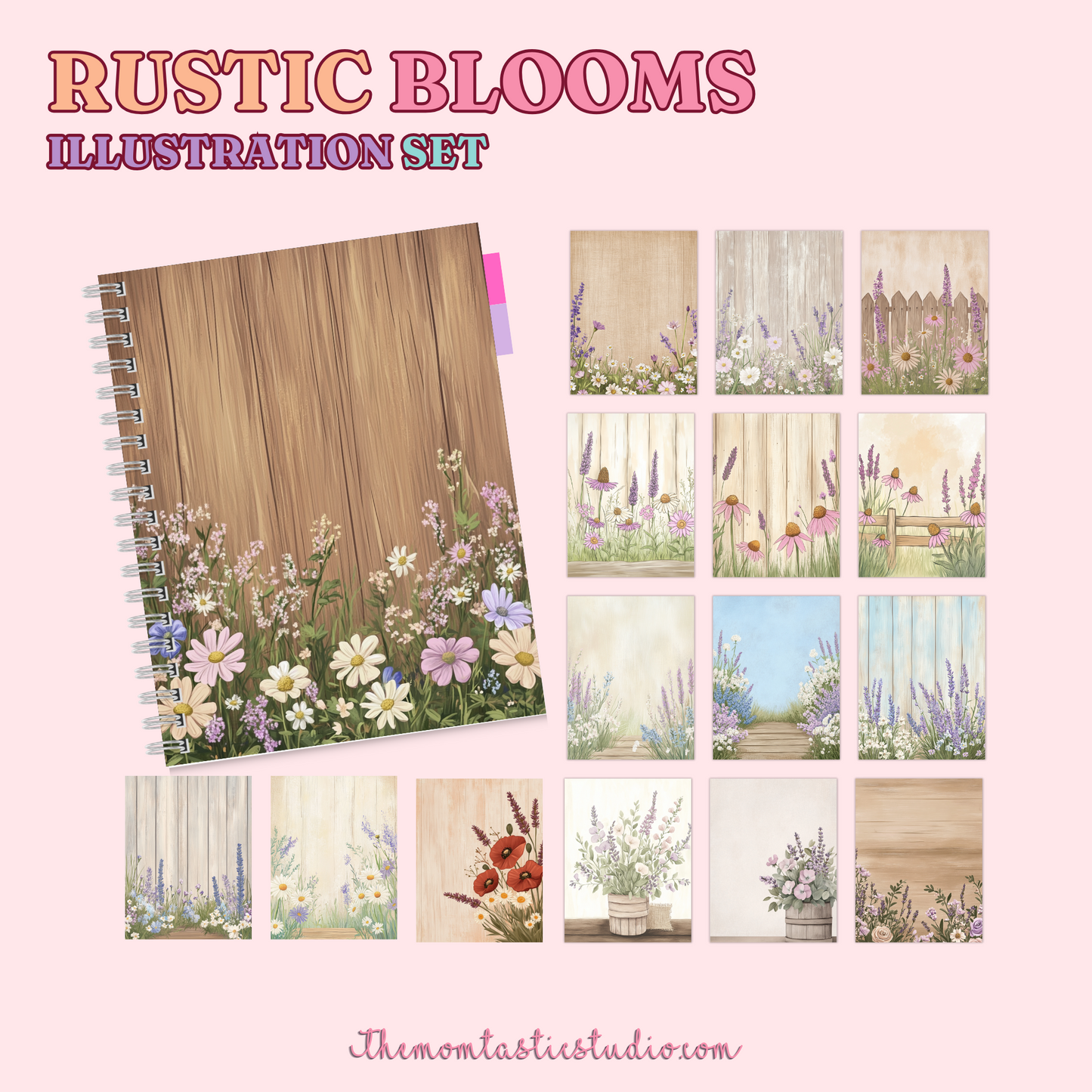 Rustic Blooms Illustration Set - 300 DPI – Instant Download – Commercial Use