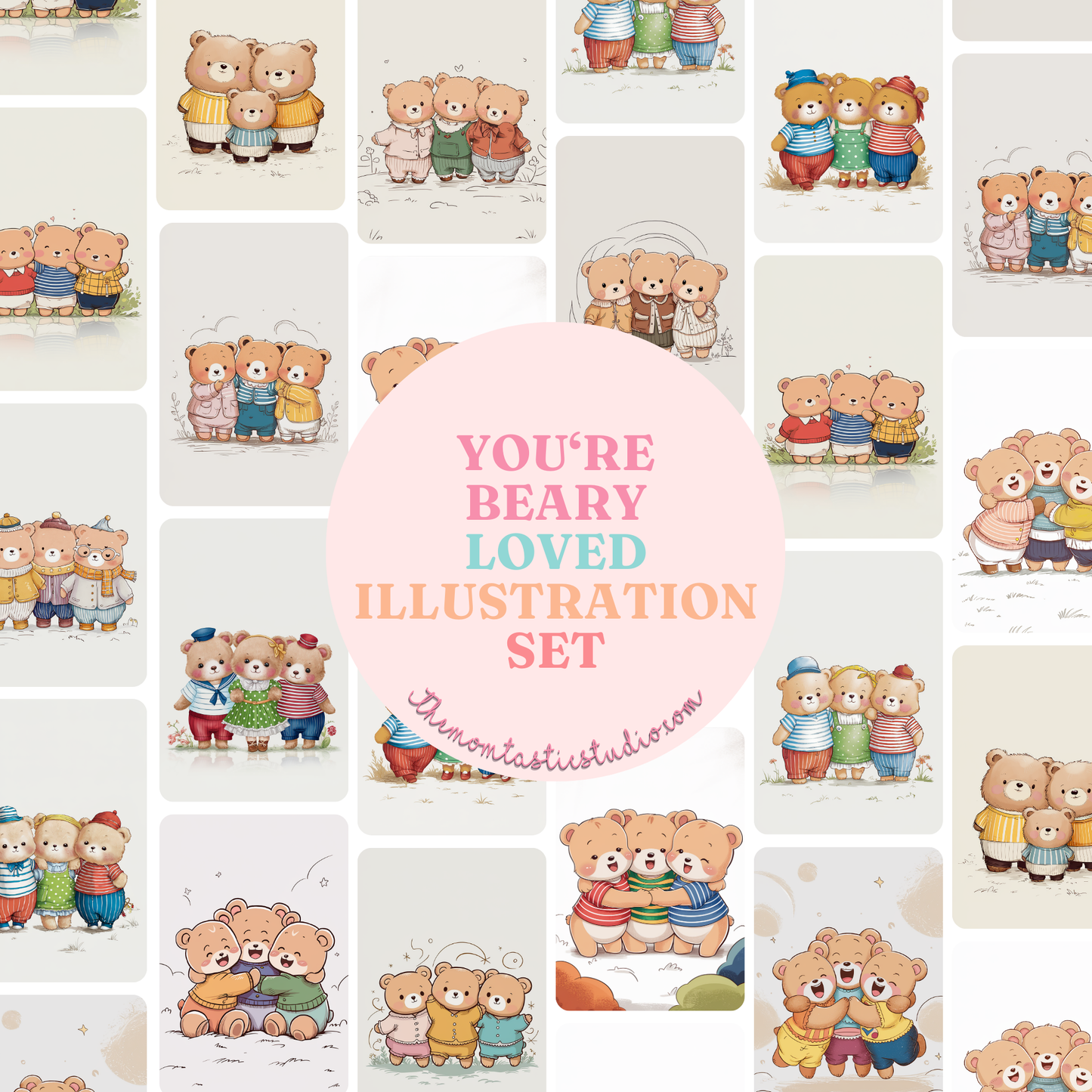 You're Beary Loved Illustration - 300 DPI – Instant Download – Commercial Use