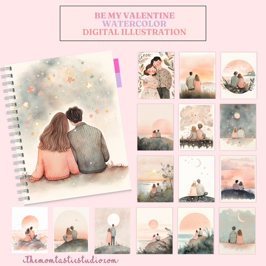 Be My Valentine Digital Illustration 300DPI – Instant Download – Commercial Use