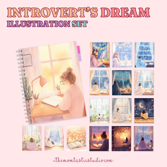 Introvert's Dream Illustration Set - 300 DPI – Instant Download – Commercial Use