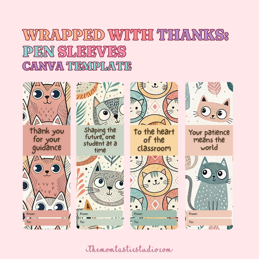 Wrapped with Thanks Pen Sleeves - Canva Editable Template - Commercial Use