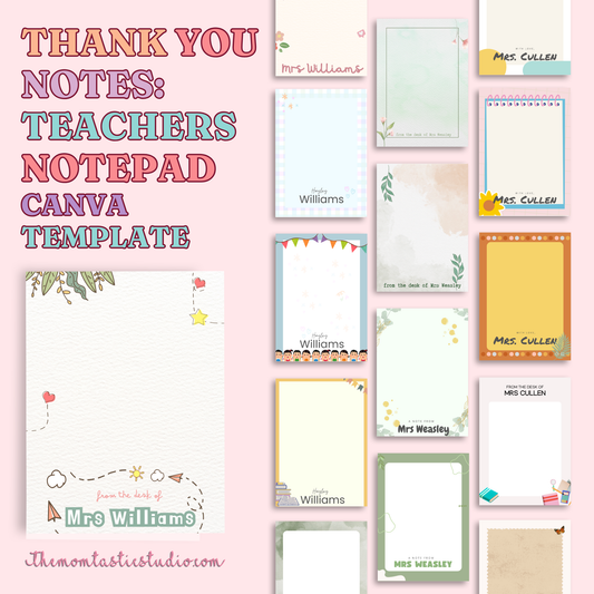 Thank You Notes: Customizable Teachers Memopads 3x4_ Notepad Template – A4 Size – PDF - Canva Template
