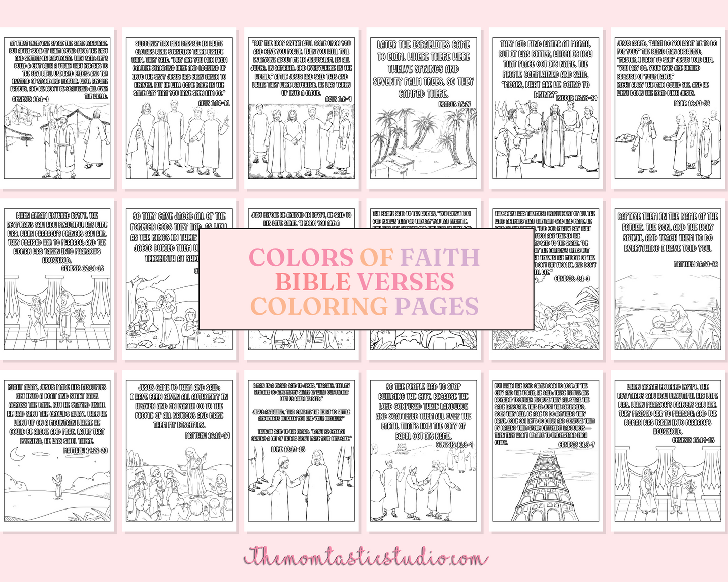 Colors of Faith - Bible Stories Coloring Pages – Digital Template - Commercial License