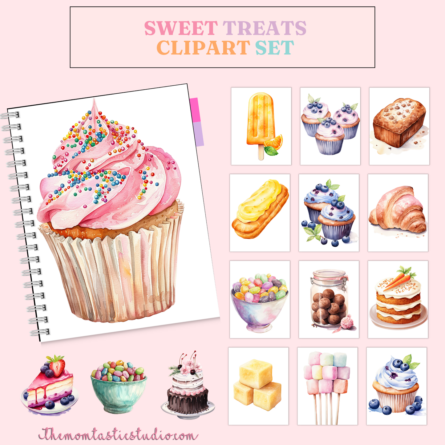 Sweet Treats Stickers – Clipart Set - High-Quality PNG - Transparent Background - Commercial Use