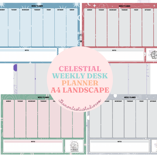 Celestial Weekly Desk Planner - PDF File Only (A4 LANDSCAPE) - Commercial Use