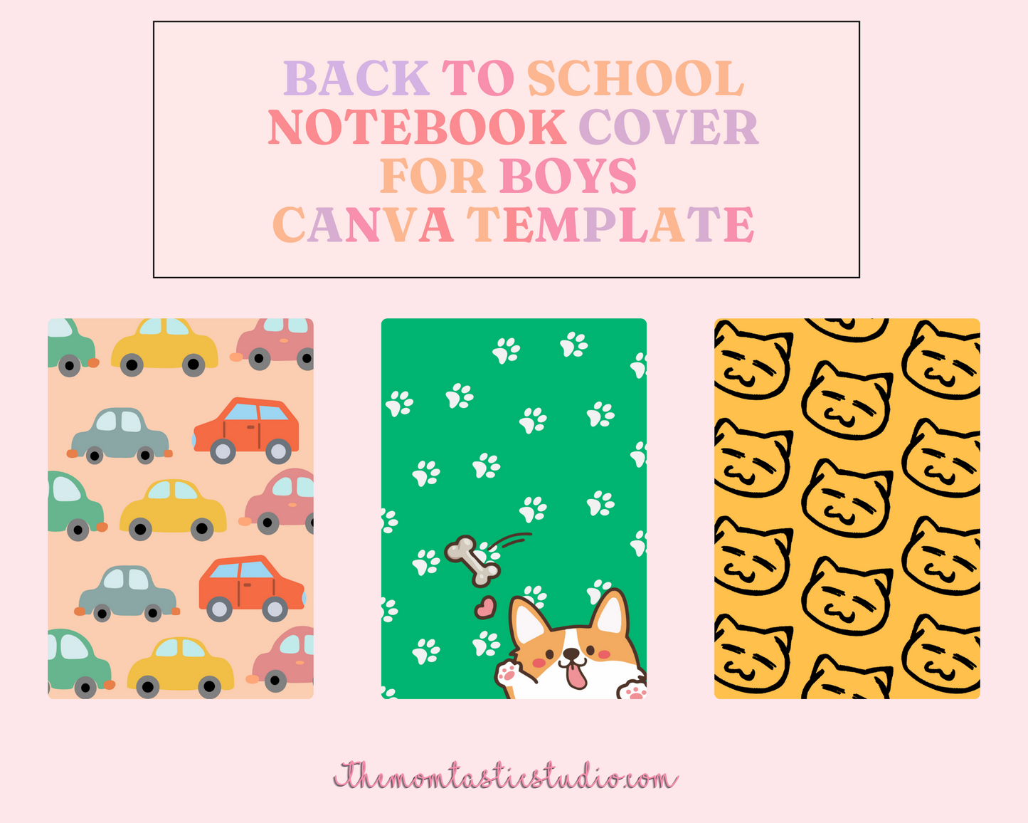 Back to School Notebook Cover Canva Template for Boys - 20 Pages - Commercial Use