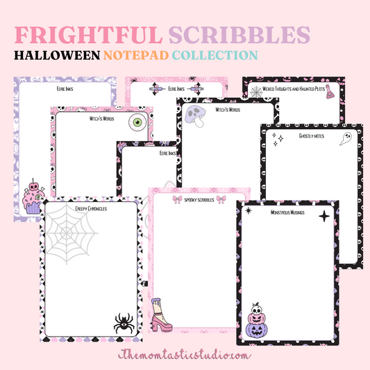 Frightful Scribbles Halloween Notepad Bundle - PDF/PNG Files - Commercial Use