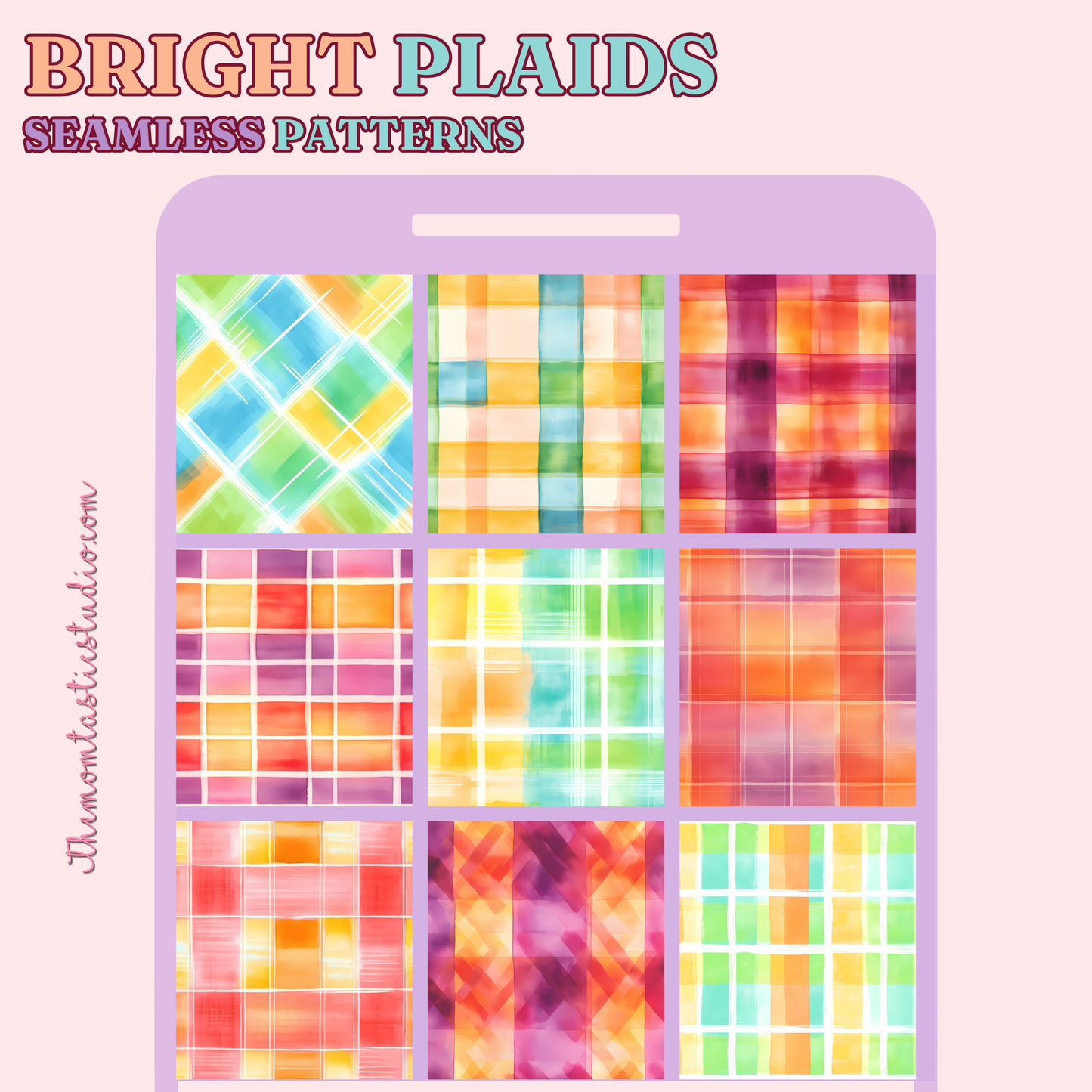 Bright Plaids Seamless Patterns for Commercial Use, Digital Paper - 300 DPI