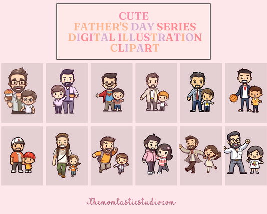 Father's Day Series Sticker Clipart – Instant Download – High-Quality PNG - Transparent Background - Commercial Use