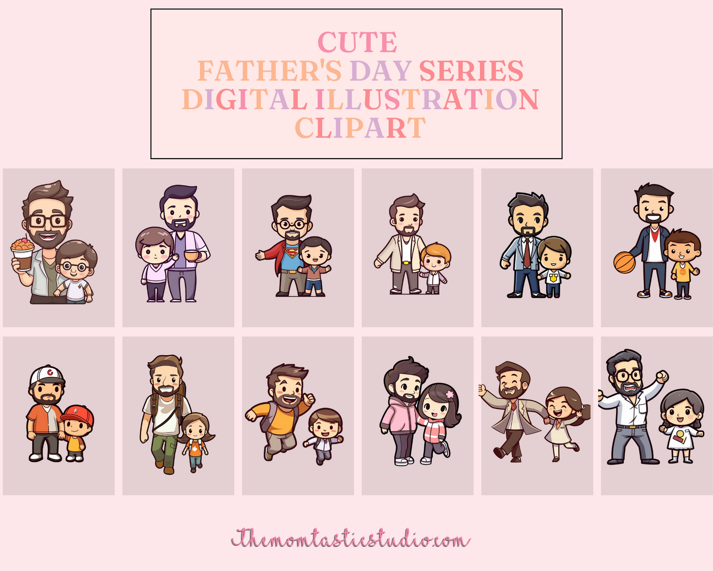 Father's Day Series Sticker Clipart – Instant Download – High-Quality PNG - Transparent Background - Commercial Use