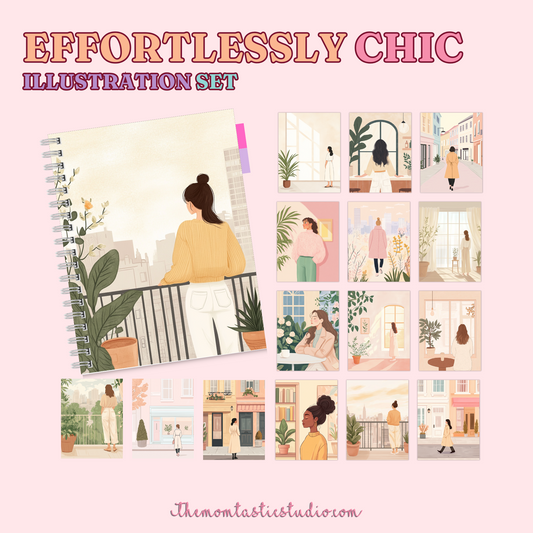 Effortlessly Chic Illustration Set - 300 DPI – Instant Download – Commercial Use