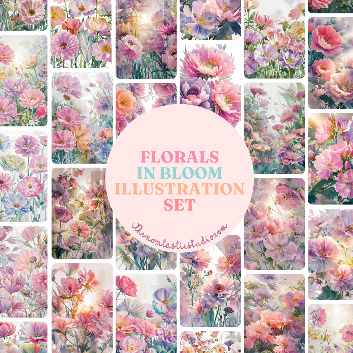 Flowers in Bloom Illustration - 300 DPI – Instant Download – Commercial Use