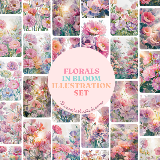 Flowers in Bloom Illustration - 300 DPI – Instant Download – Commercial Use